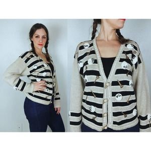 vintage 80s GOLFING 3d Buttons novelty print CARDIGAN os golf cardigan sports